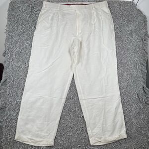 Phat Farm Linen Blend Pants Size 42 Waist White Designer Preppy Golf Business